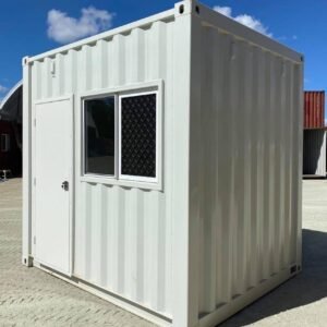 10ft Kantoorcontainer – Witte Container Cabin met Airconditioning en Raam